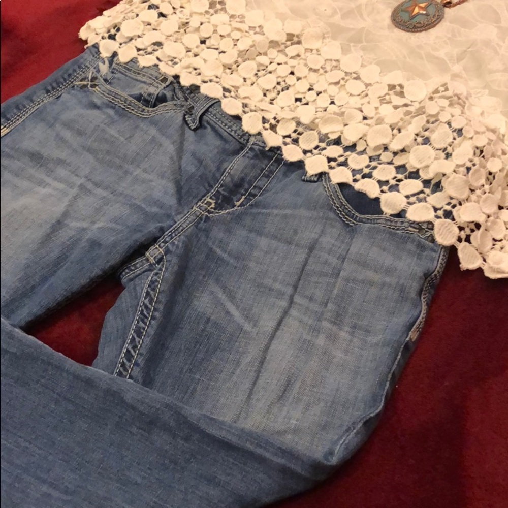 Cruel Girl 7 Long embroidered jeans